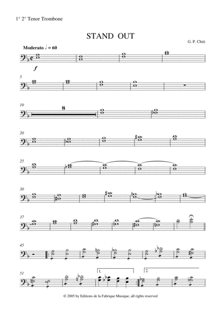 Free Sheet Music Gian Paolo Chiti Standout For Intermediate Concert Band 1st And 2nd Tenor Trombone Part