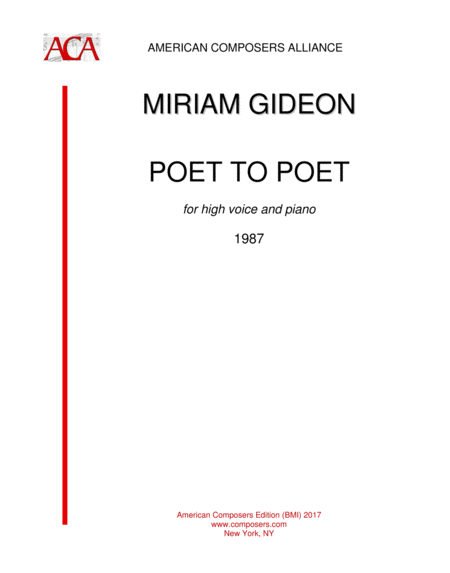 Gideon Poet To Poet Sheet Music