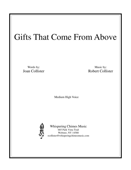 Free Sheet Music Gifts That Come From Above Medium High Voice