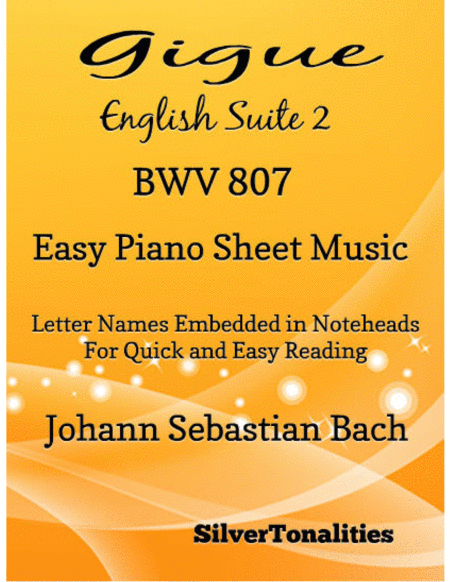 Gigue English Suite 2 Bwv 807 Easy Piano Sheet Music Sheet Music