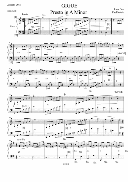 Free Sheet Music Gigue Presto In A Minor