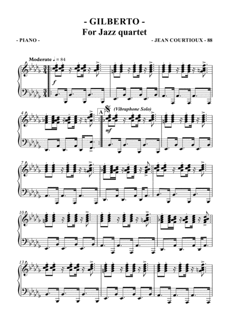 Free Sheet Music Gilberto Piano