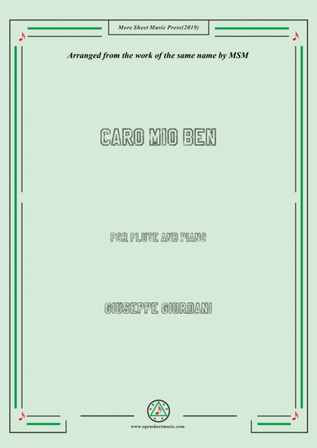 Giordani Caro Mio Ben For Flute And Piano Sheet Music