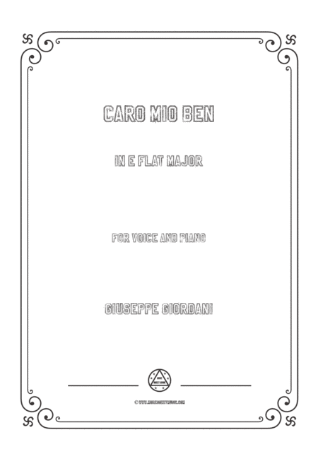 Free Sheet Music Giordani Giuseppe Caro Mio Ben In E Flat Major For Voice And Piano