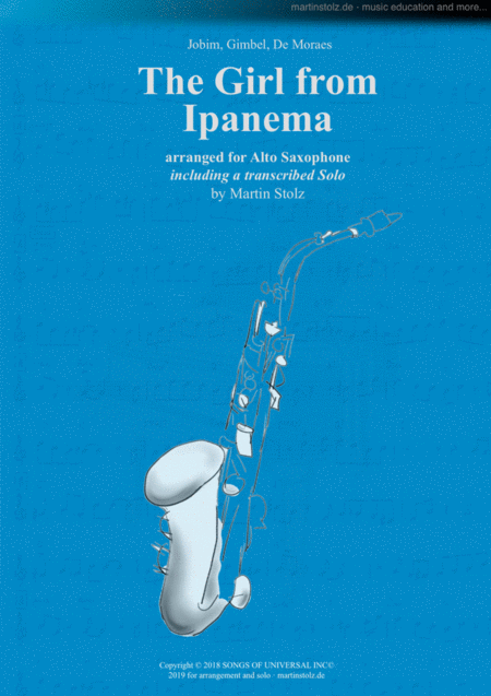 Free Sheet Music Girl From Ipanema For Alto Saxophone Incl Transcribed Solo