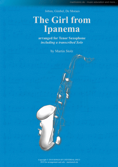 Girl From Ipanema For Tenor Saxophone Incl Transcribed Solo Sheet Music