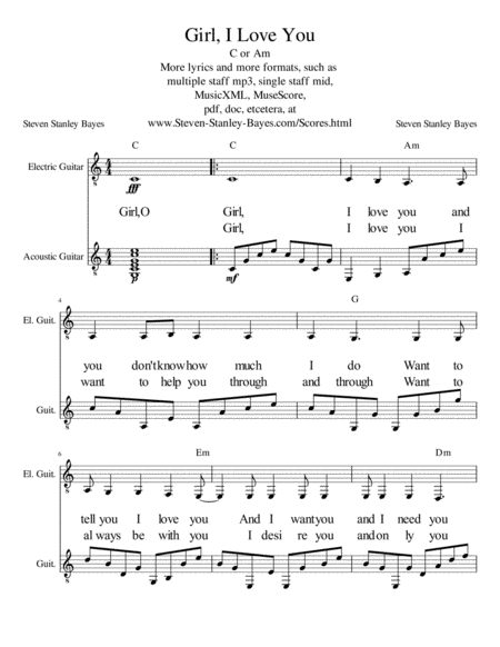 Girl I Love You Sheet Music