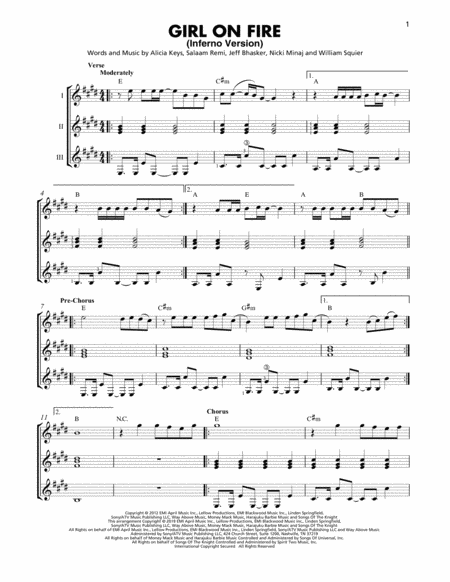 Girl On Fire Inferno Version Sheet Music