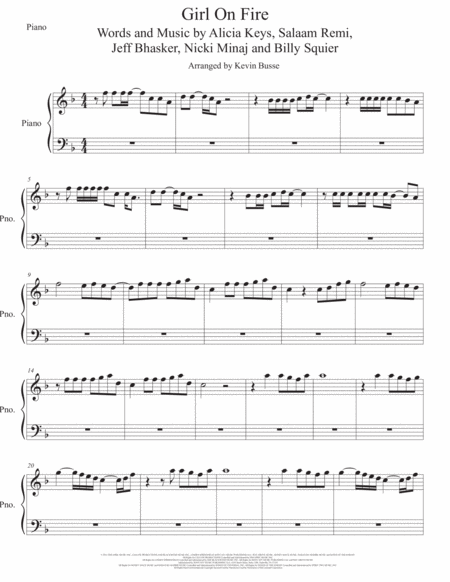 Free Sheet Music Girl On Fire Piano