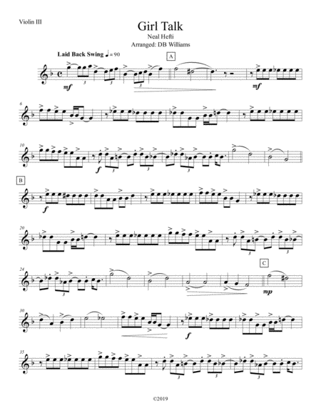 Girl Talk Violin 3 Sheet Music