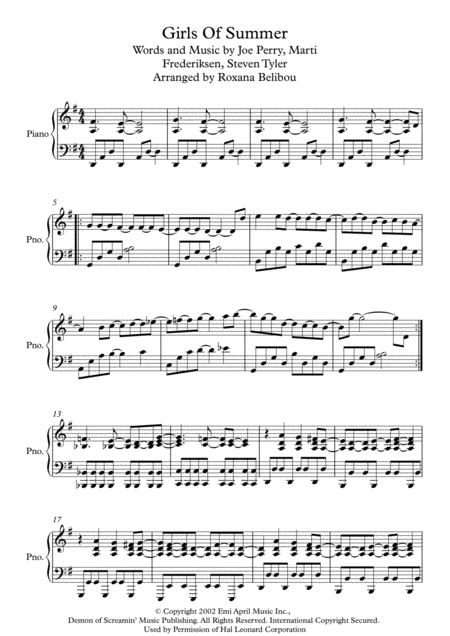 Girls Of Summer Sheet Music