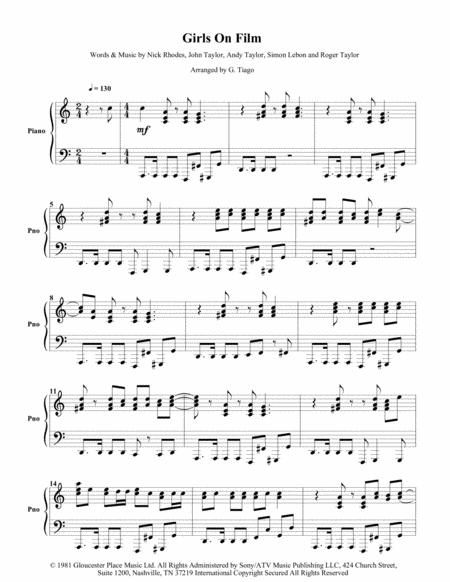 Free Sheet Music Girls On Film Piano Solo