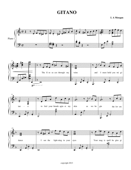 Free Sheet Music Gitano