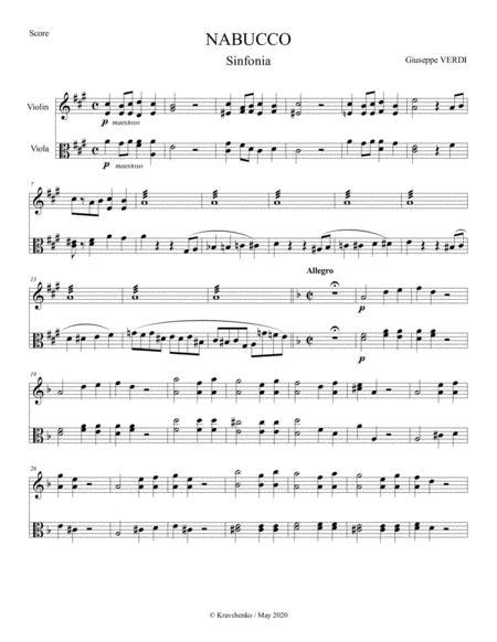 Free Sheet Music Giuseppe Verdi Nabucco Sinfonia For Violin And Viola Duo