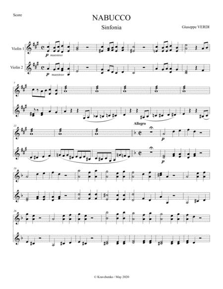 Giuseppe Verdi Nabucco Sinfonia For Violin Duo Sheet Music