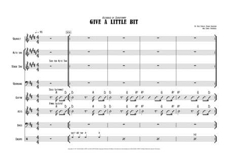 Free Sheet Music Give A Little Bit Vocal With 7 Piece Band Key Of D
