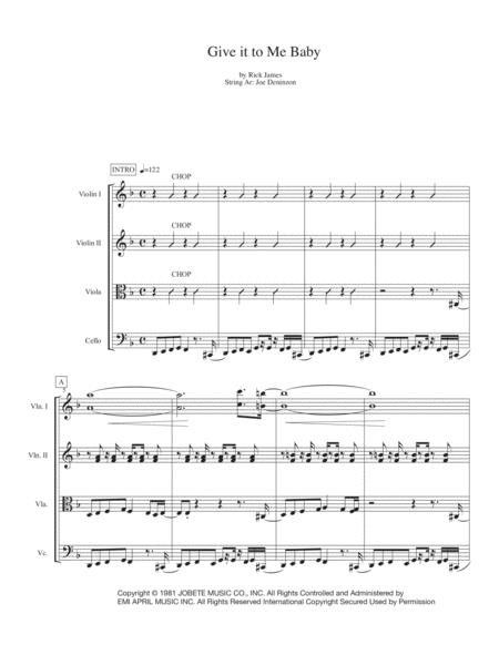 Give It To Me Baby For String Quartet Sheet Music