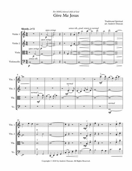 Free Sheet Music Give Me Jesus String Quartet