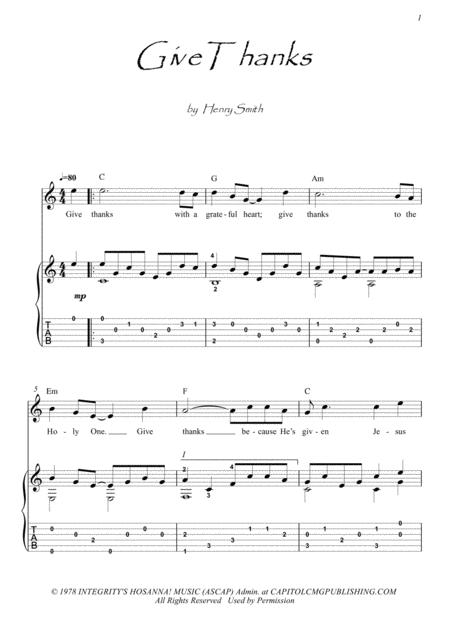 Give Thanks Guitar Fingerstyle Sheet Music