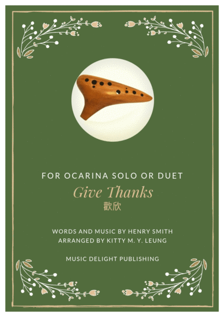 Free Sheet Music Give Thanks Ocarina Duet Or Solo