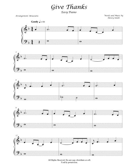 Free Sheet Music Give Thanks Sheet Music Easy Piano