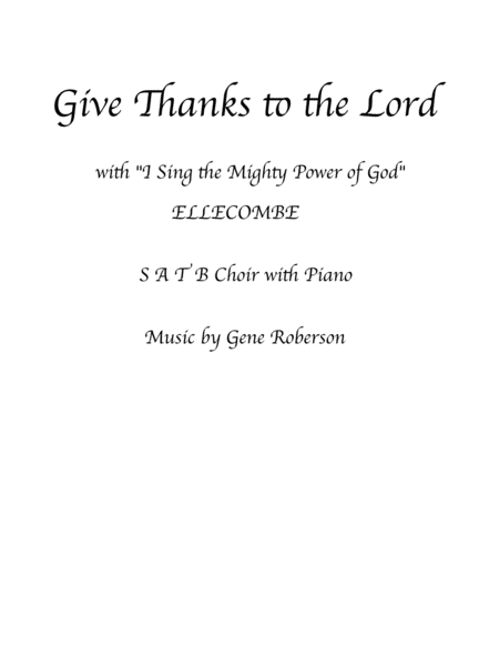 Free Sheet Music Give Thanks To The Lord Satb