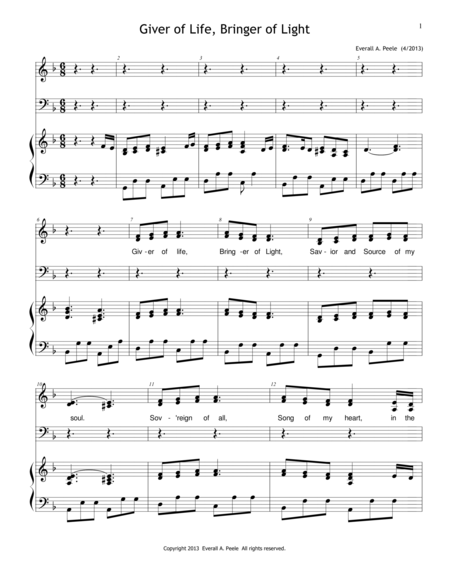 Free Sheet Music Giver Of Life Bringer Of Light Choir Version Includes Unlimited License To Copy