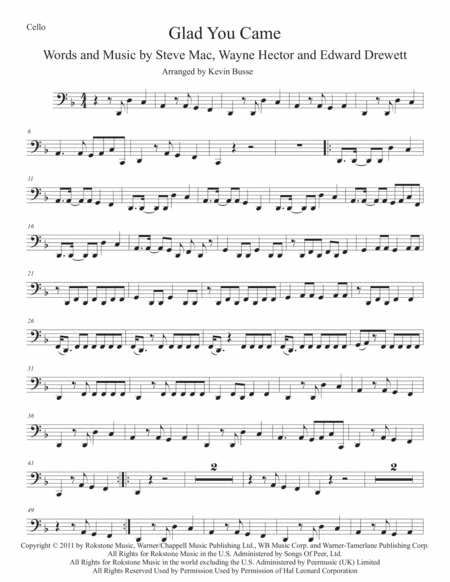 Free Sheet Music Glad You Came Cello