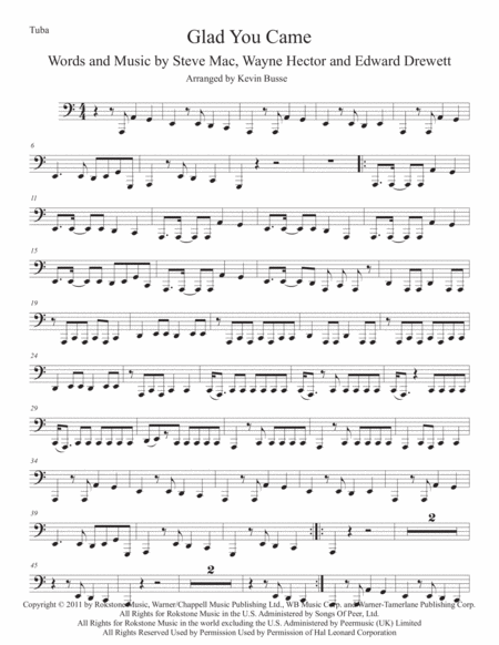 Free Sheet Music Glad You Came Easy Key Of C Tuba