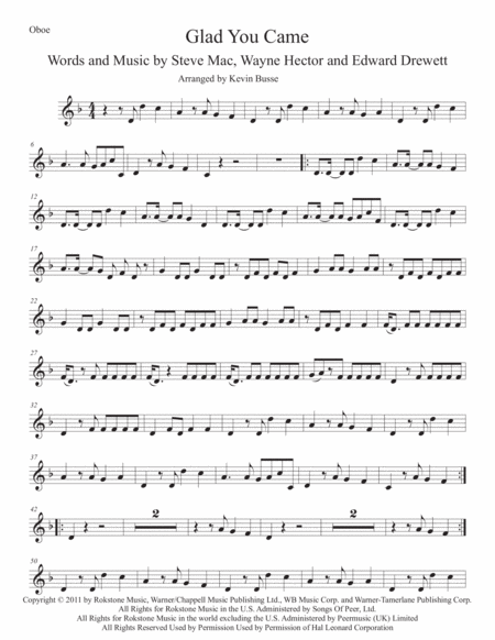 Glad You Came Oboe Sheet Music