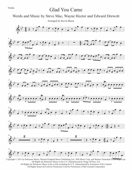 Glad You Came Original Key Violin Sheet Music