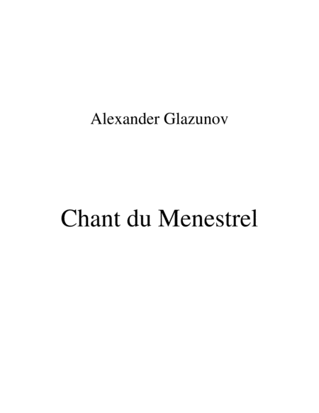 Glazunov Chant Du Menestrel Op 71 For Cello Solo And String Orchestra Sheet Music