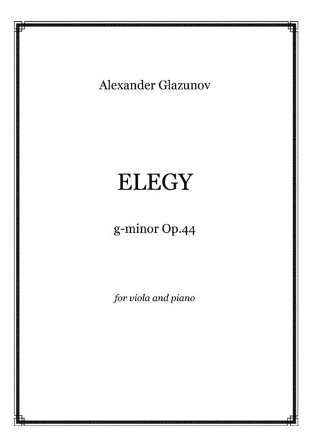 Glazunov Elegy For Viola And Piano Op 44 Sheet Music