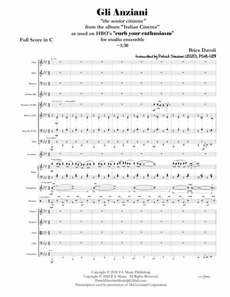 Gli Anziani From Curb Your Enthusiasm Full Score Set Of Parts Sheet Music