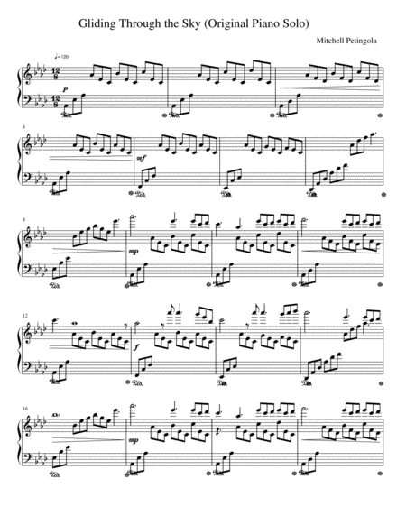 Gliding Through The Sky Original Piano Solo Sheet Music