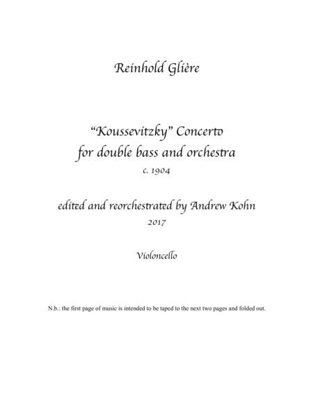 Free Sheet Music Glire Koussevitzky Bass Concerto Extra Violoncello Part