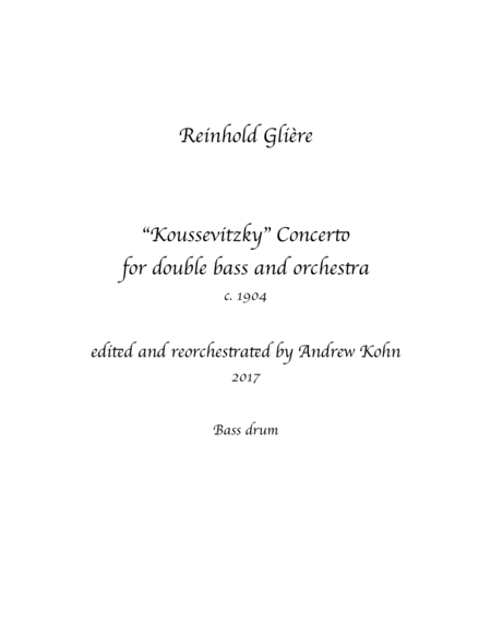 Glire Koussevitzky Bass Concerto Set Of Orchestral Parts Sheet Music