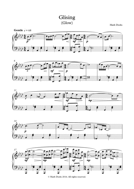 Glising Piano Solo Sheet Music