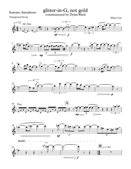 Glitter In G Not Gold For Alto Saxophone Tenor Saxophone And Piano Soprano Saxophone Part Sheet Music