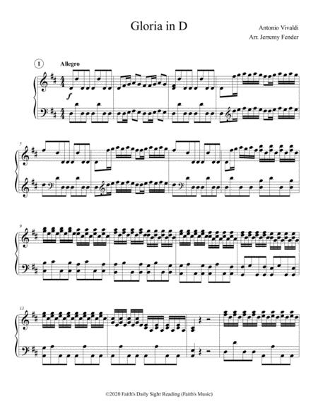 Gloria In D For Solo Piano Sheet Music