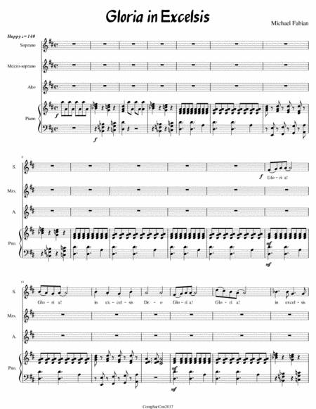 Gloria In Excelsis Ssa Sheet Music