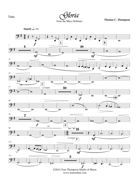 Free Sheet Music Gloria Tuba