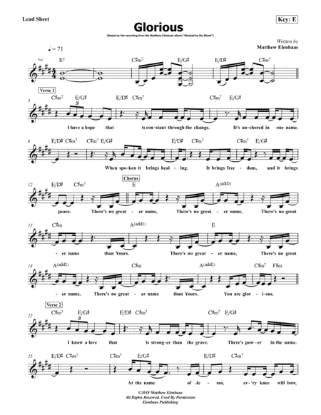 Free Sheet Music Glorious