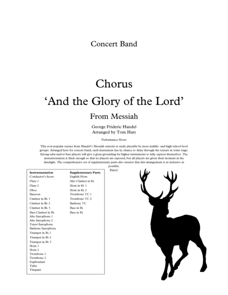 Free Sheet Music Glory Of The Lord From Messiah Concert Band