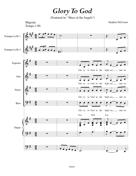 Free Sheet Music Glory To God From Mass Of The Angels
