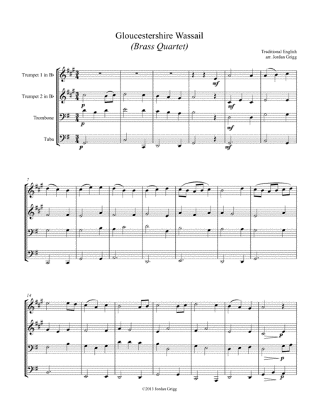 Gloucestershire Wassail Brass Quartet Sheet Music