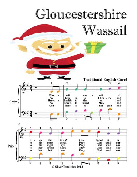 Free Sheet Music Gloucestershire Wassail Easy Piano Sheet Music With Colored Notes