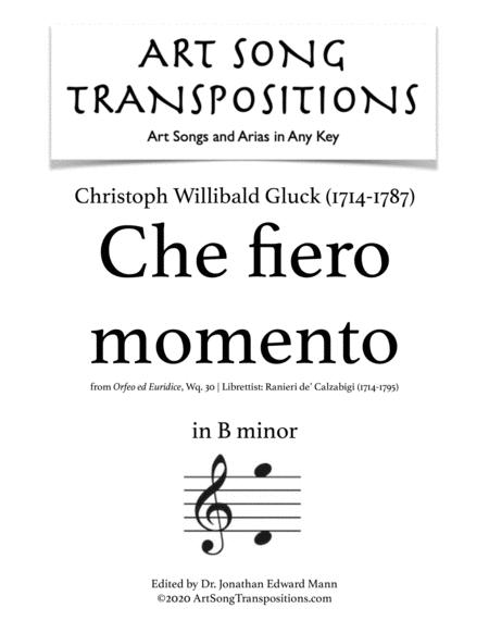 Gluck Che Fiero Momento Transposed To B Minor Sheet Music