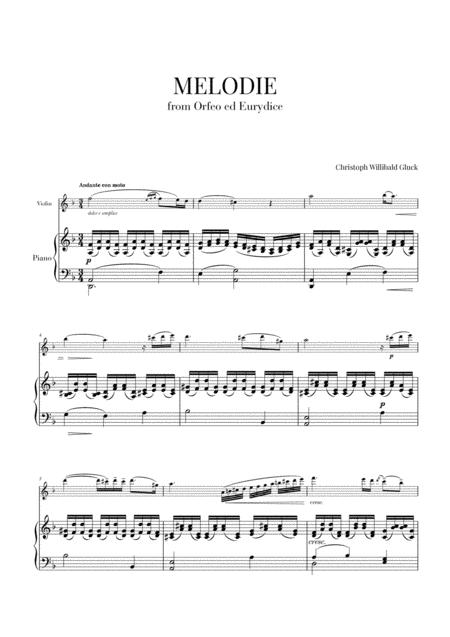 Gluck Melodie For Violin And Piano Sheet Music