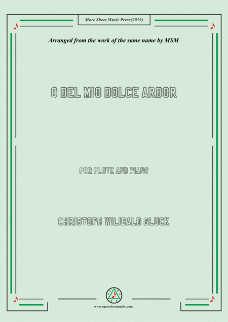 Gluck O Del Mio Dolce Ardor For Flute And Piano Sheet Music